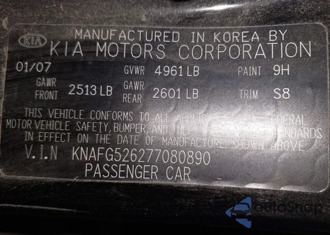 2007 Kia Rondo Lx V6 z USA, uszkodzony, nr VIN KNAFG526277080890